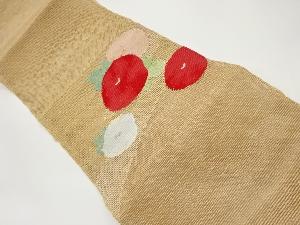 紗紬万寿菊模様織出し名古屋帯